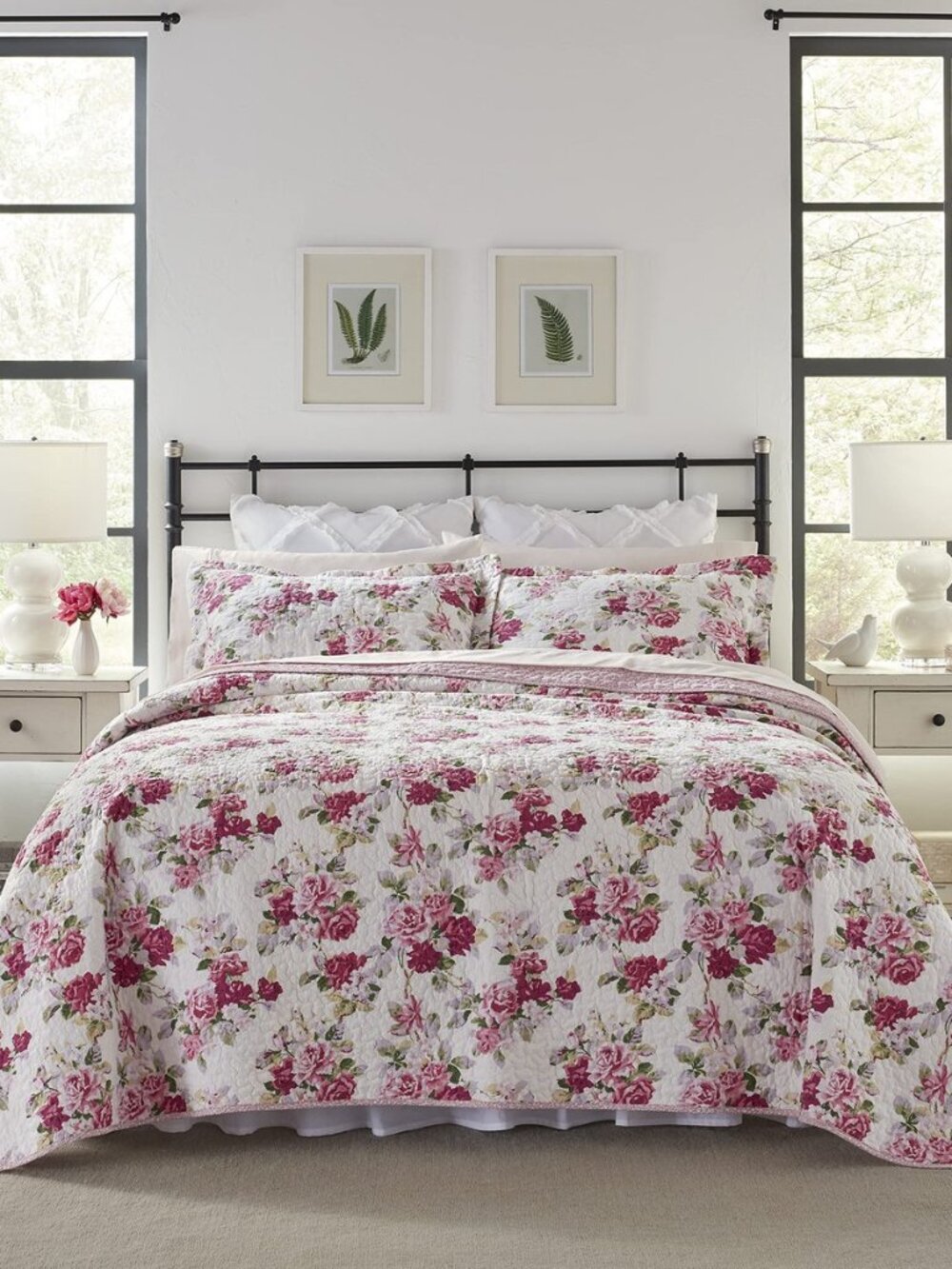 Queen Quilt Set with Shams, Cotton, Reversible